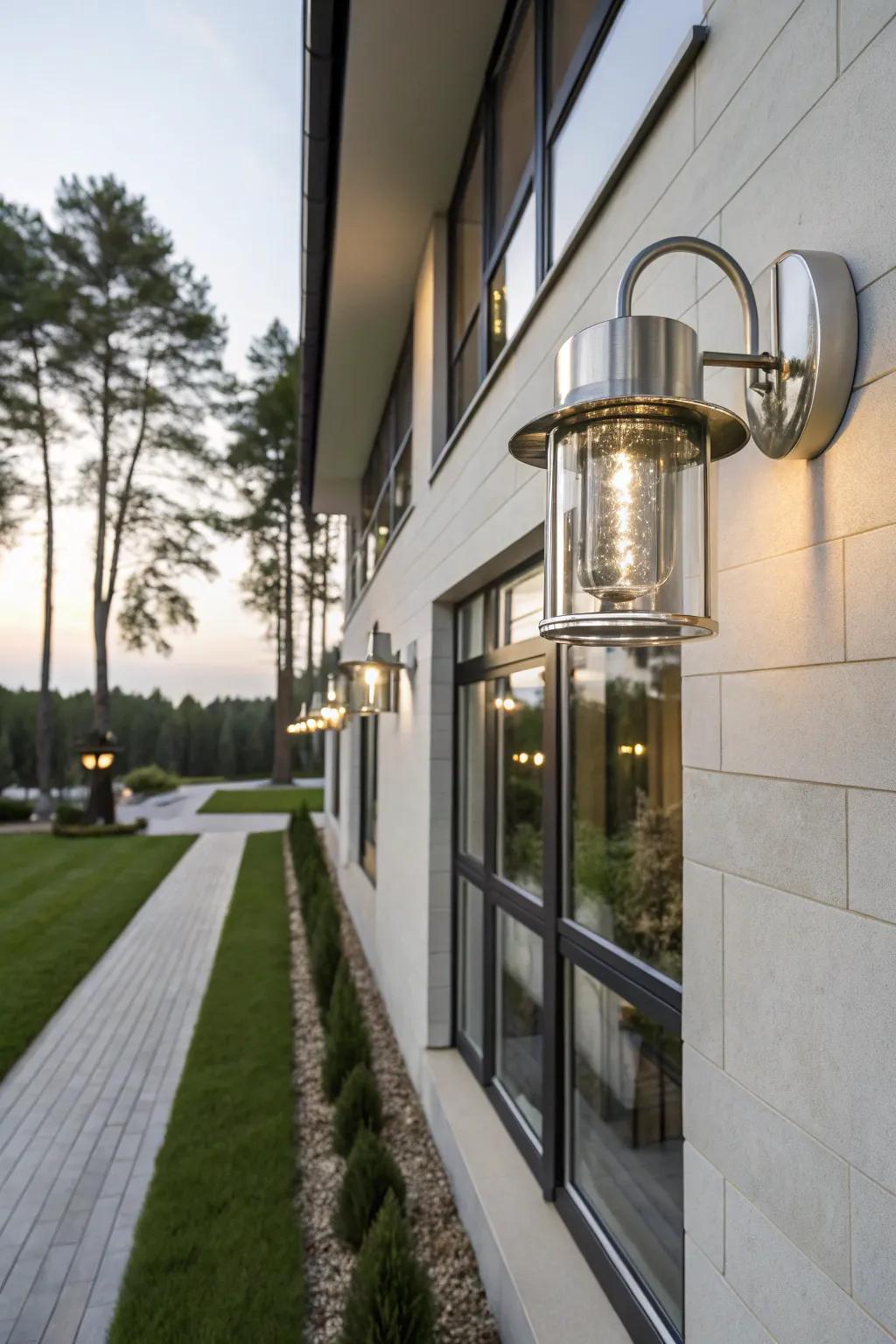 Metal accents give a refined radiance to exteriors.