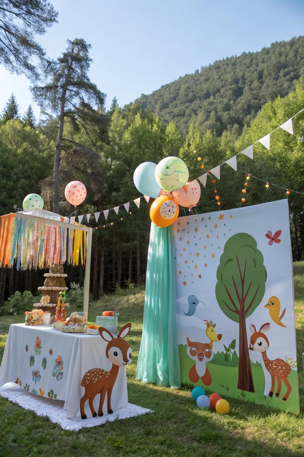 A woodland animal theme bestows charm and whimsy to the celebration.