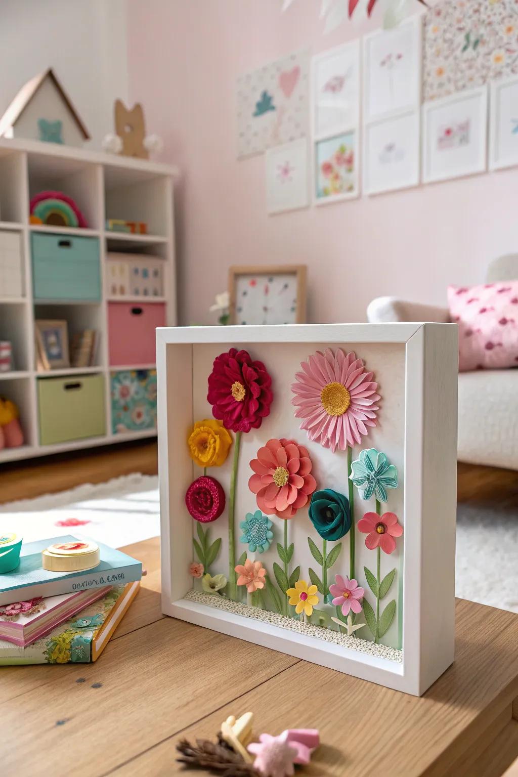 A whimsical shadow box sparks imagination and creativity.