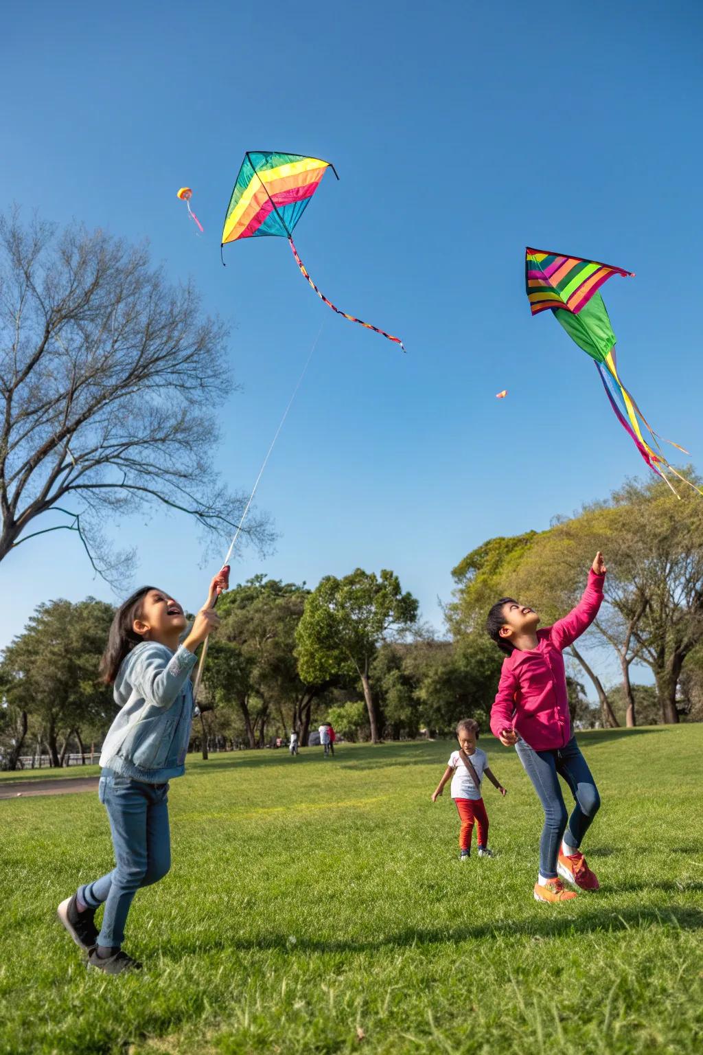 Kite flying adds a whimsical, joyful touch to the party.