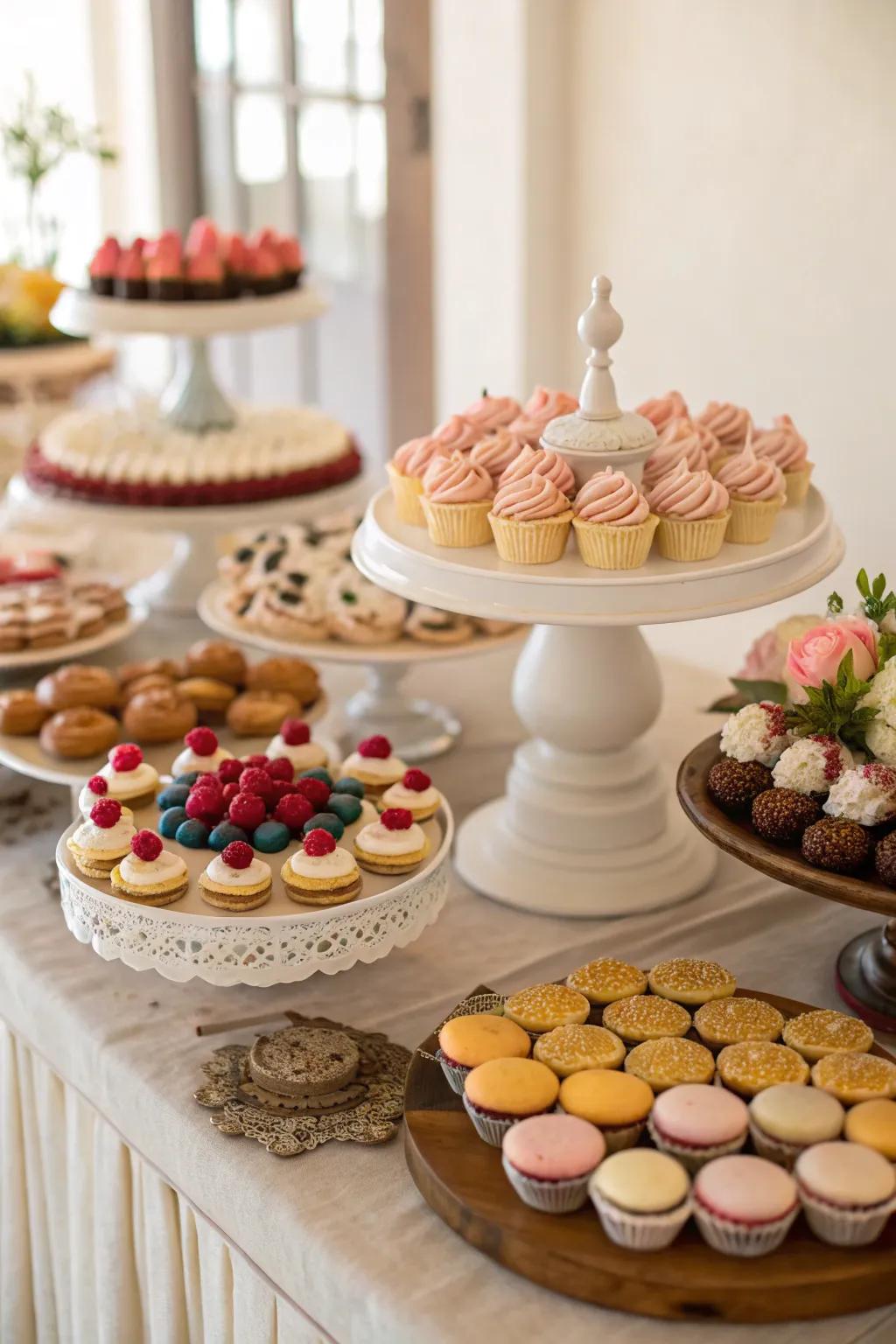 A DIY dessert centerpiece adds a sweet touch to the party.
