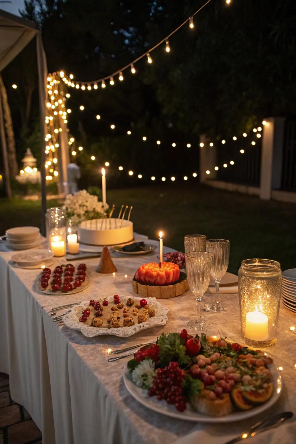 Ambient lighting creating an inviting, cozy atmosphere around the table