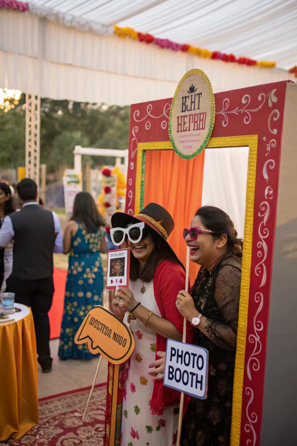 An entertaining do-it-yourself visual recording spot arrangement at a rice-feeding ceremony.
