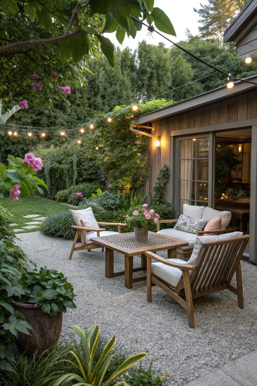 Realize a natural, seaside vibe with fine gravel.