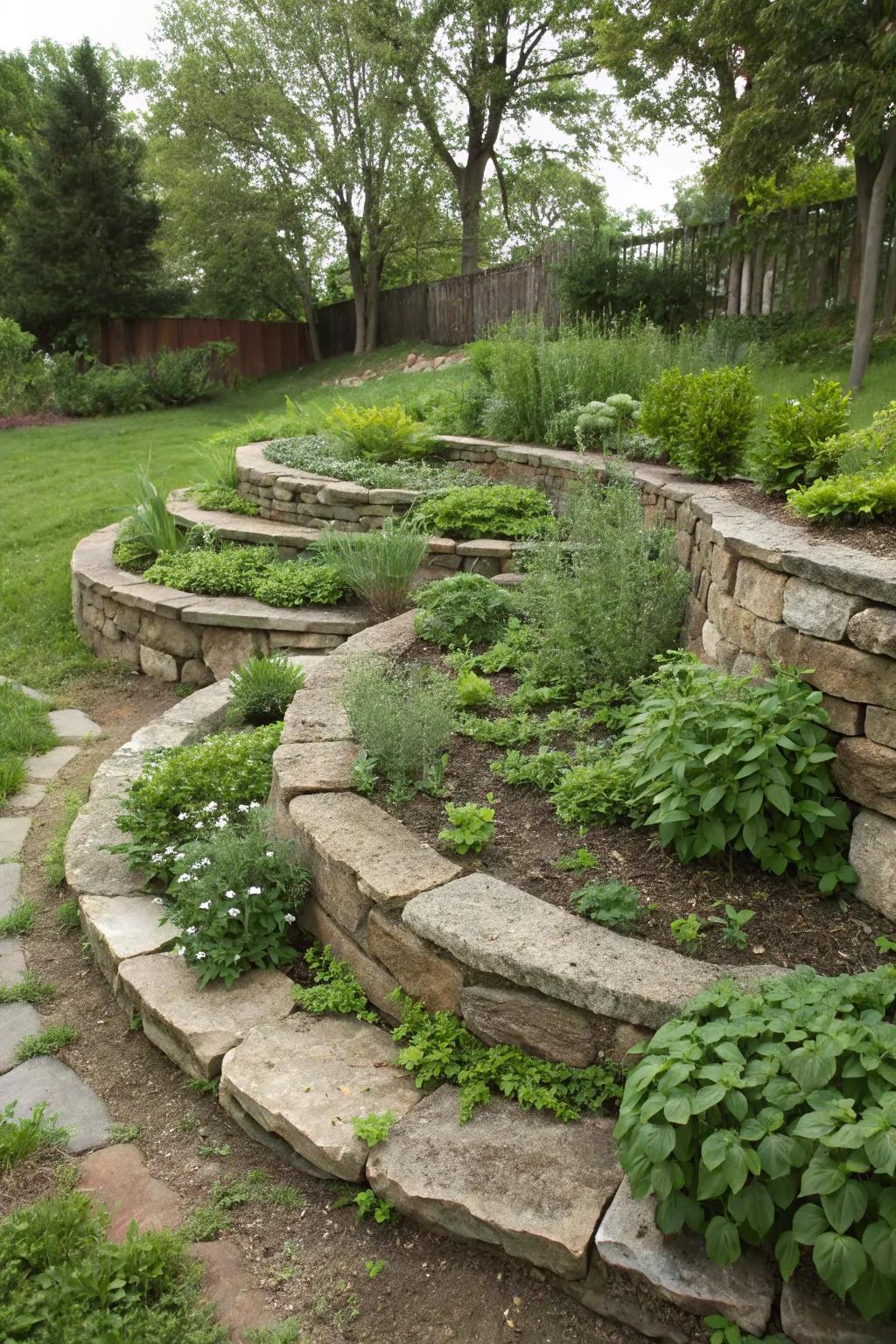 Stone herb helix display.
