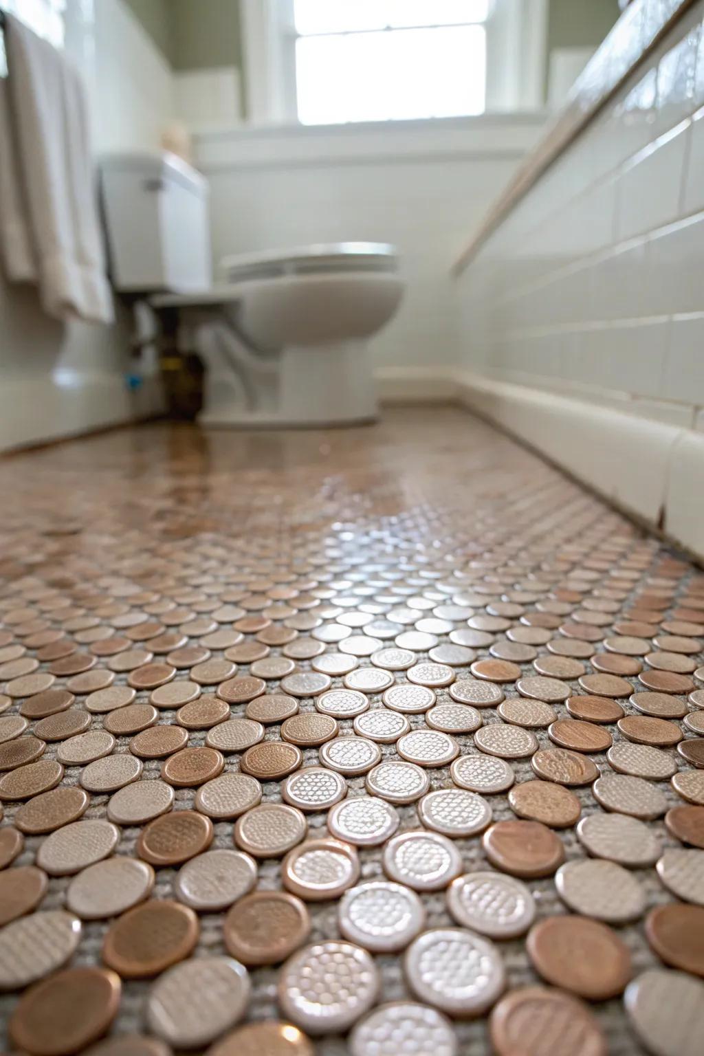 Tough and trendy penny tiles perfect for high-use locations.
