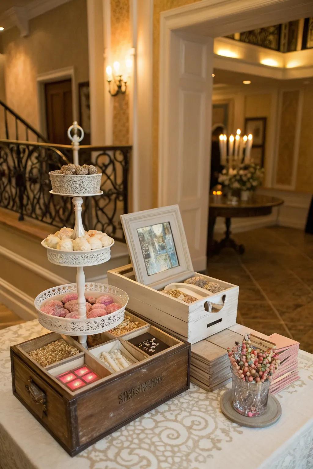 Inventive presentations keep your photo booth organized and stylish.