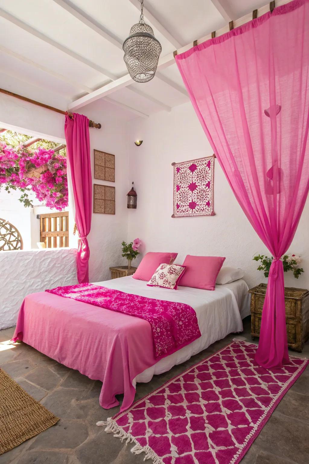 A rose and white wonderland brings enchantment to your bedroom.