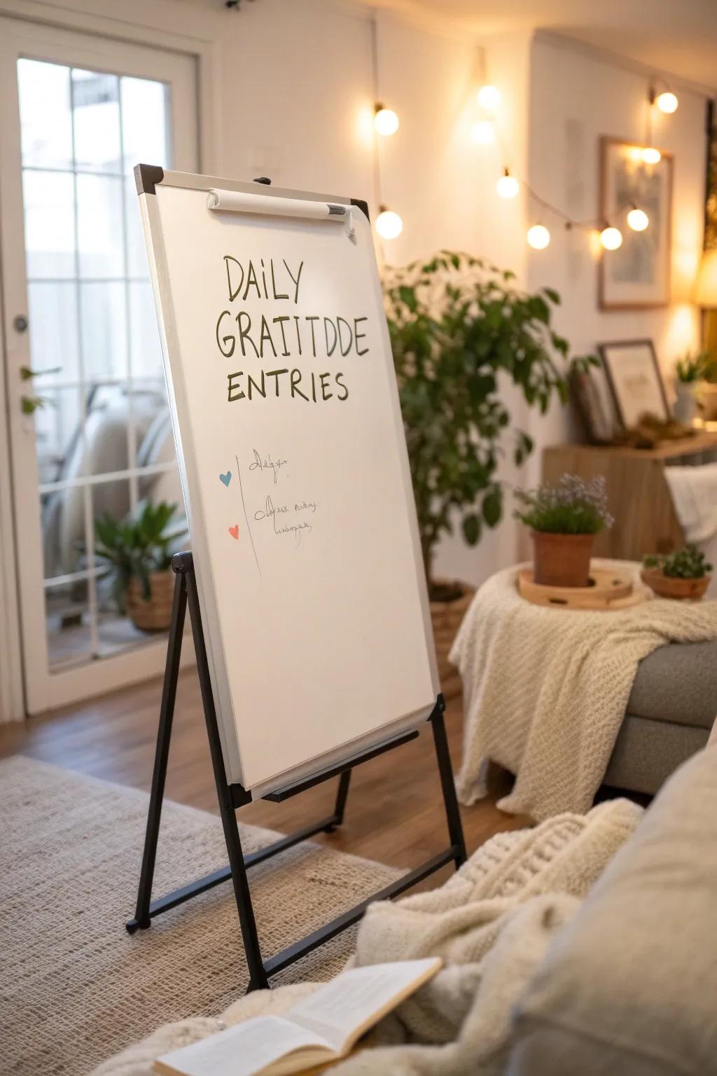 Nurture positivity through a daily thanks board.