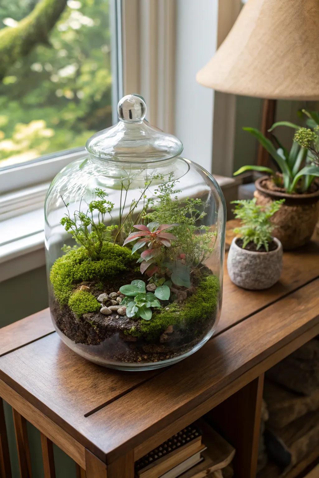 A globe includes a touch of outdoor nature inside.
