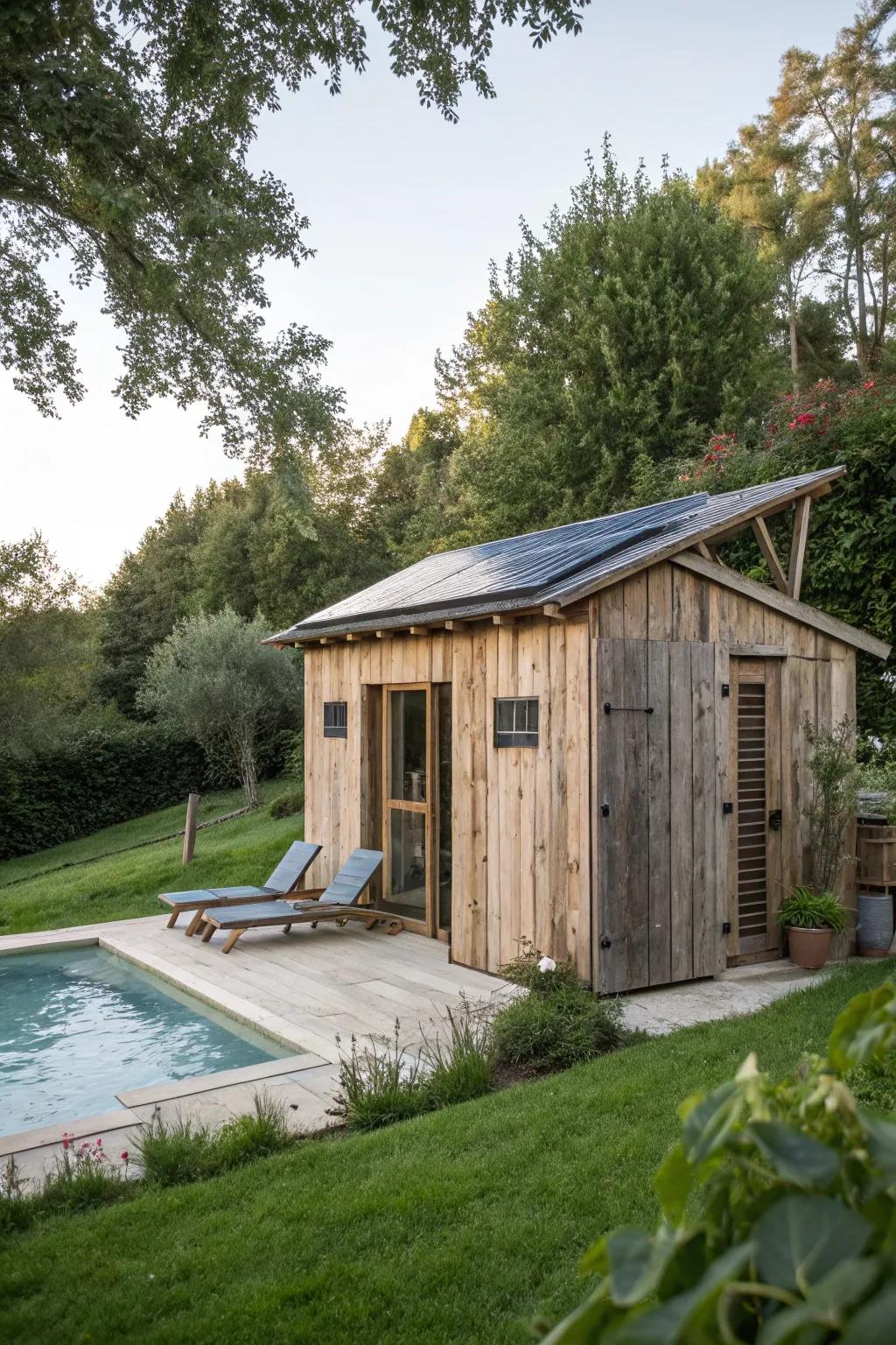 An environmentally-friendly cabana that blends style and sustainability.