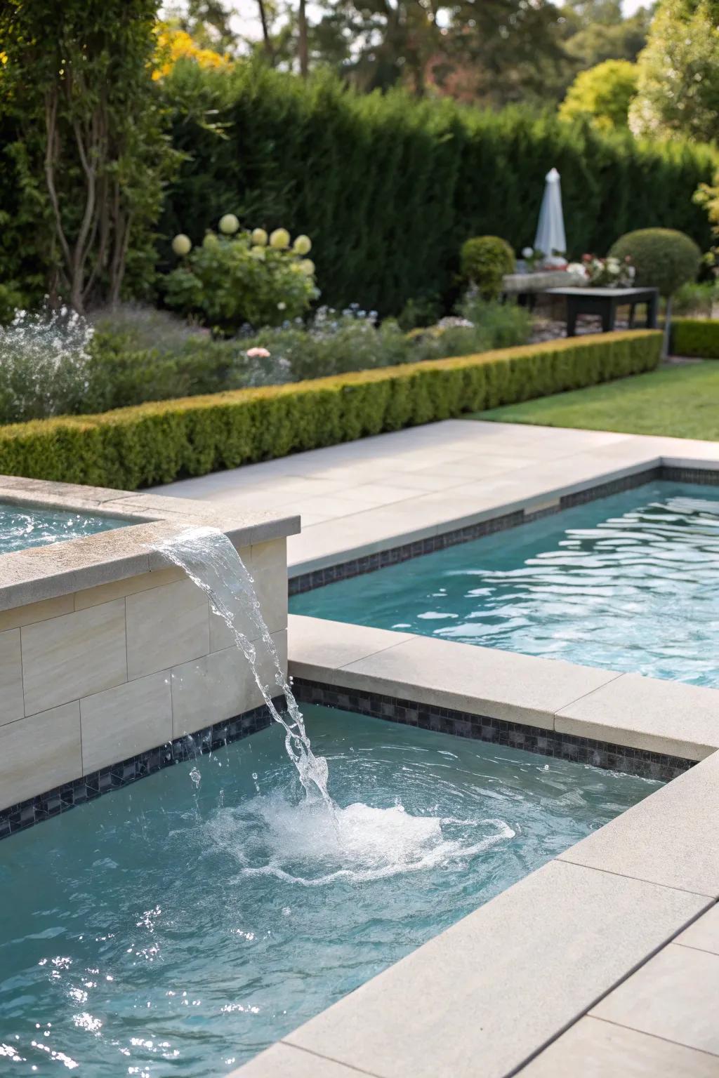 Water features in border designs offer a luxurious touch.