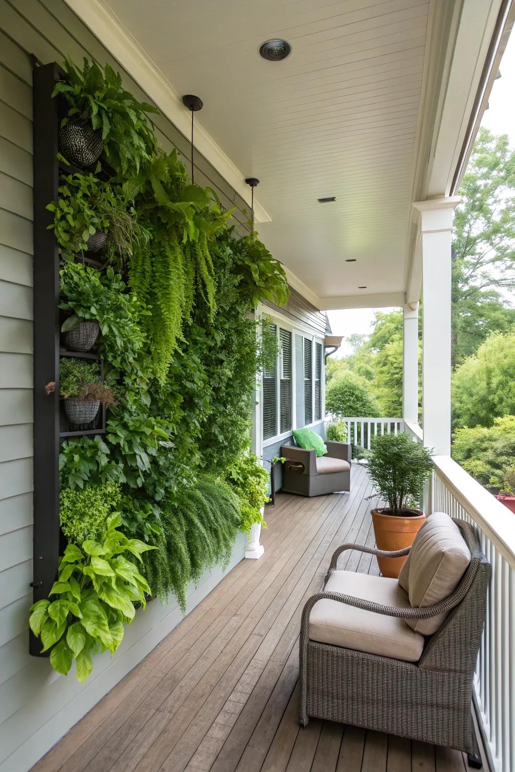 An elevated garden integrating greenery without depleting floor space.