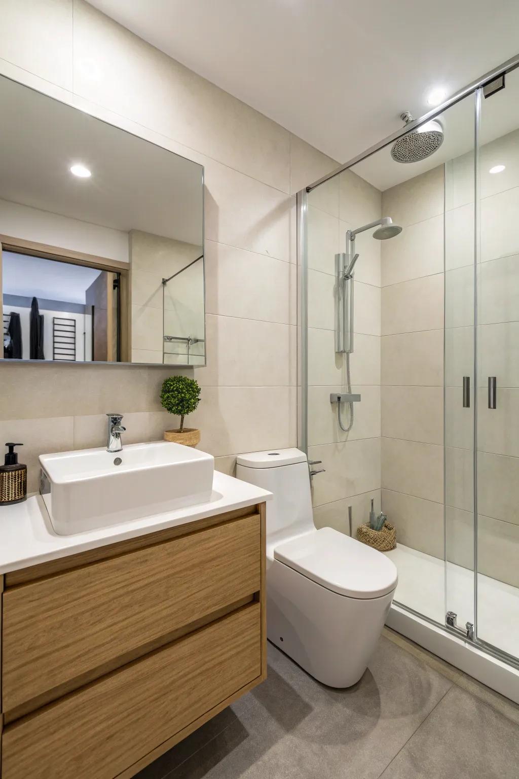 Minimalist decorations craft a serene and uncluttered setting.