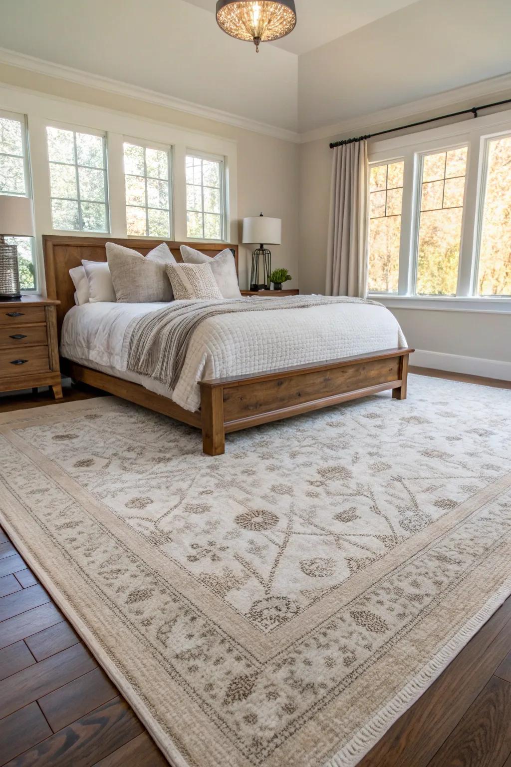 Use a floor covering to add warmth and define your space.