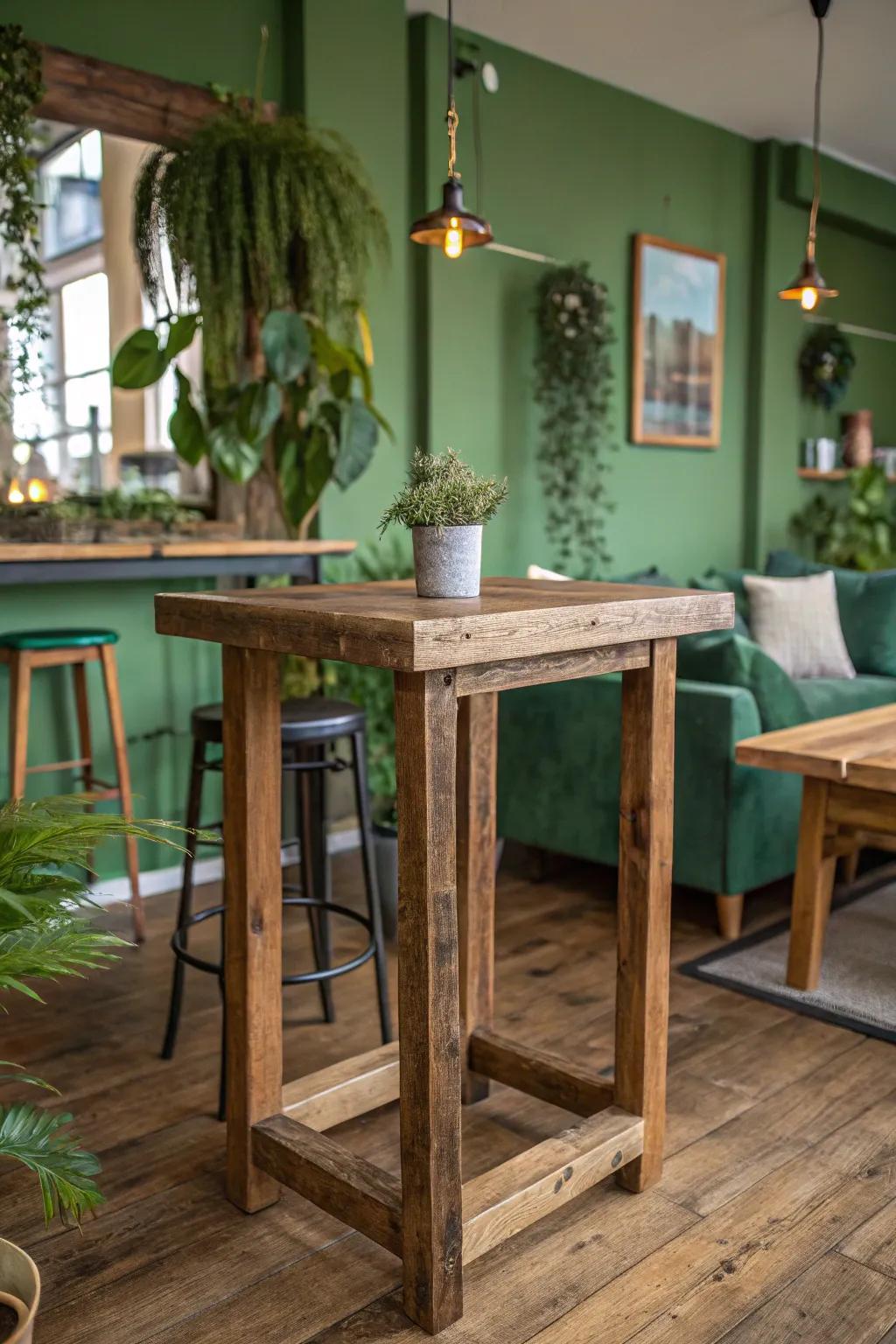 Sustainability meets style with earth-friendly pub tables.