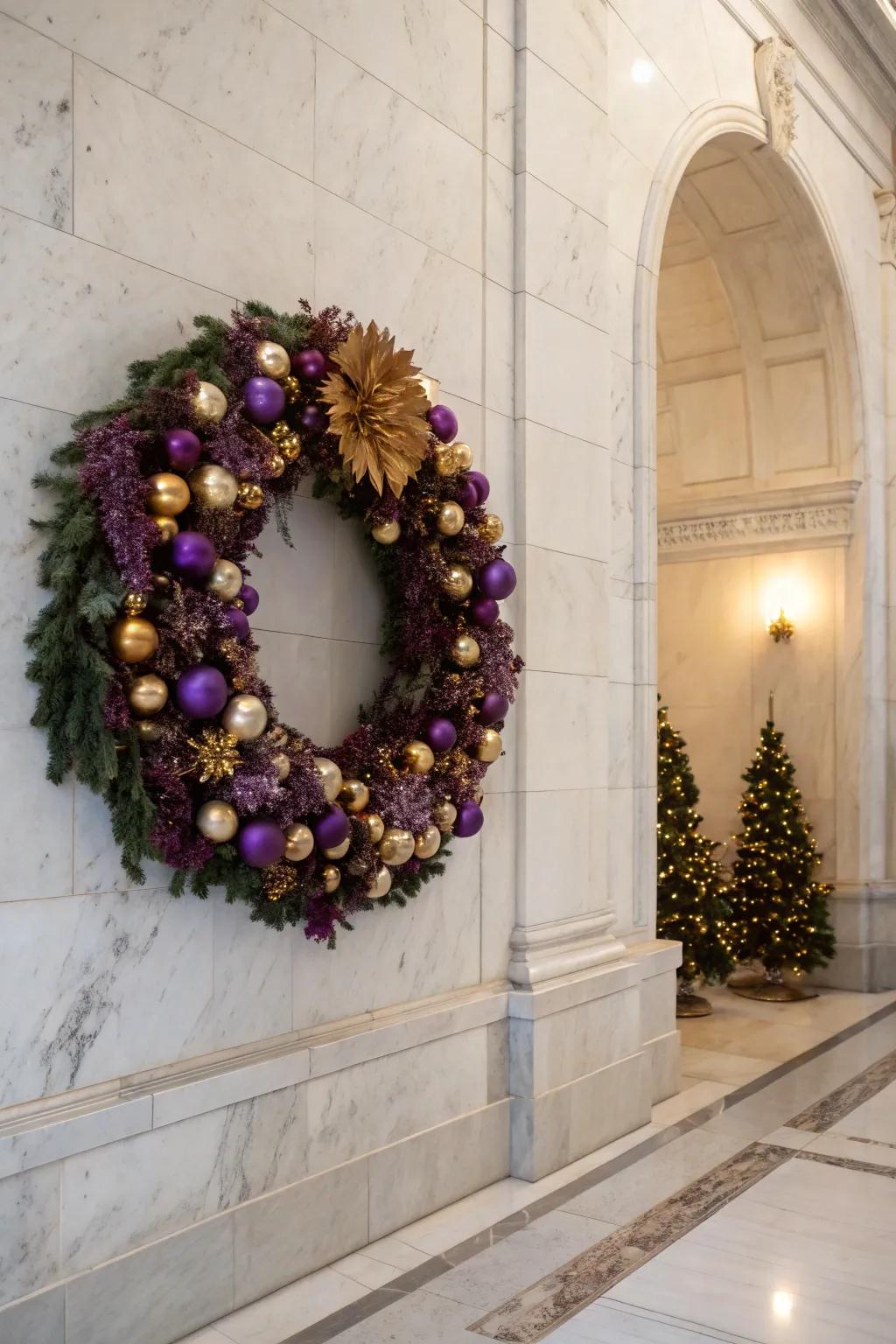 Plum and gold crafting a sumptuous and extravagant holiday aesthetic.