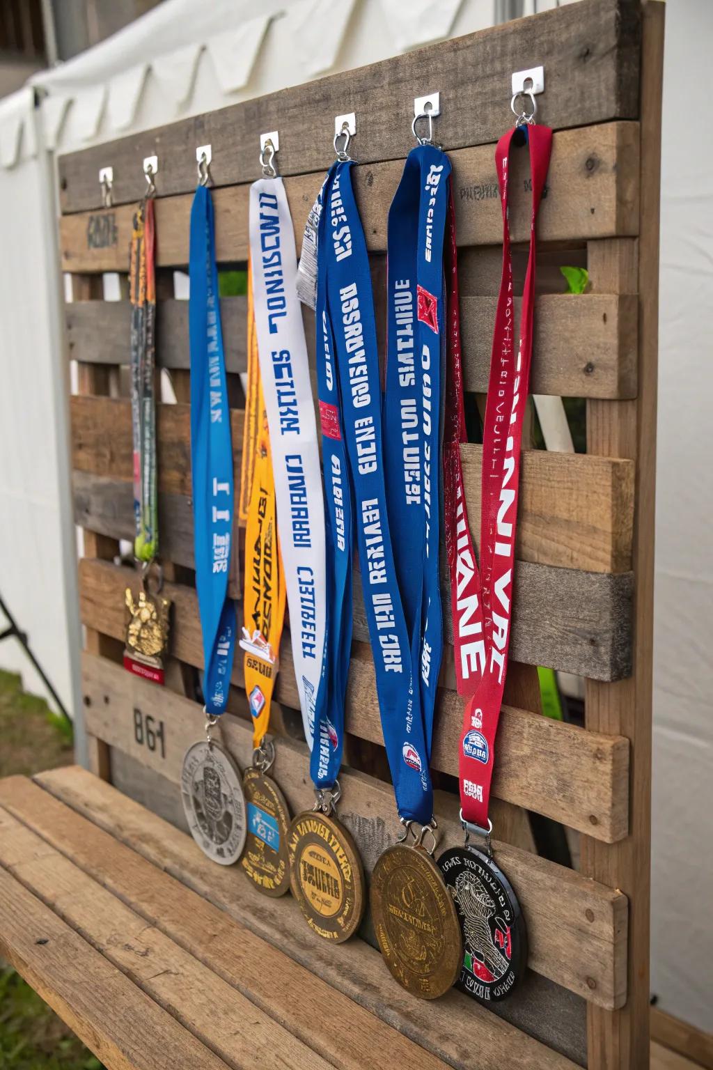 Combining race numbers and medals creates a comprehensive story of your racing experiences.