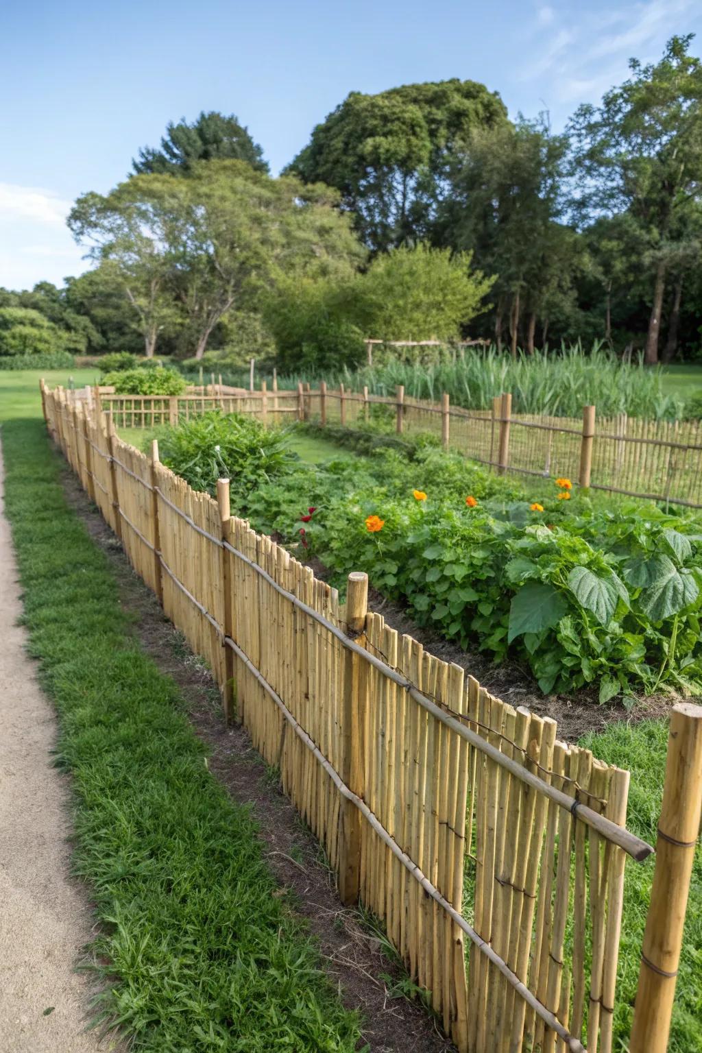 Eco-friendly cane fencing for a sustainable ranch.
