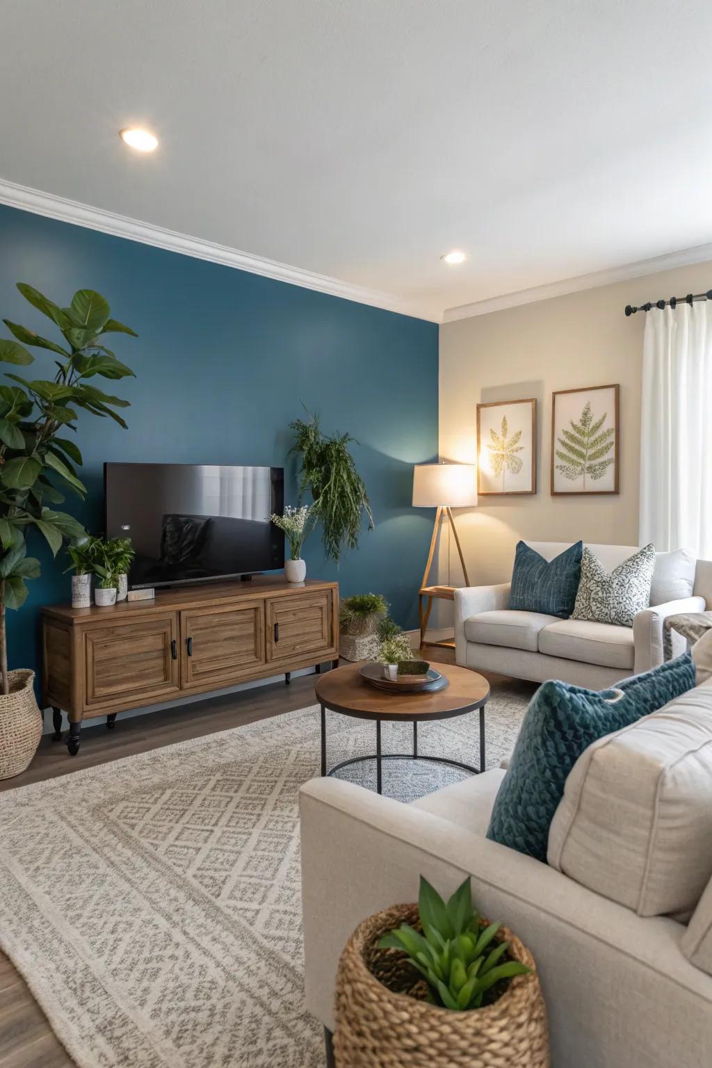 Add depth with a colored feature wall.