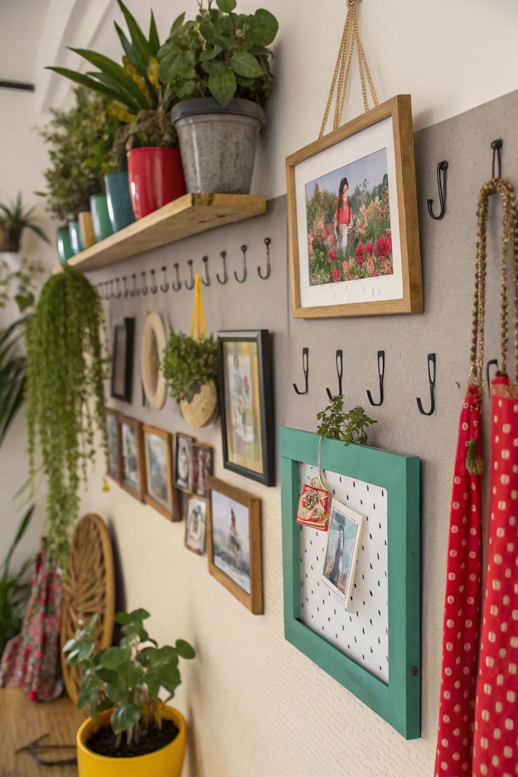 For adaptable wall décor, use detachable hooks.