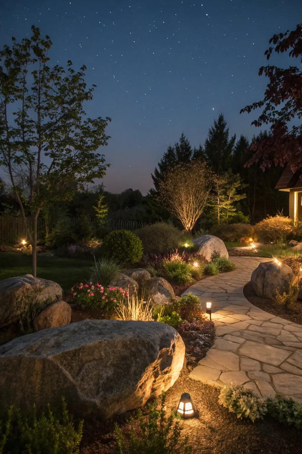 Luminosity can transfigure stones into spectacular nighttime highlights.