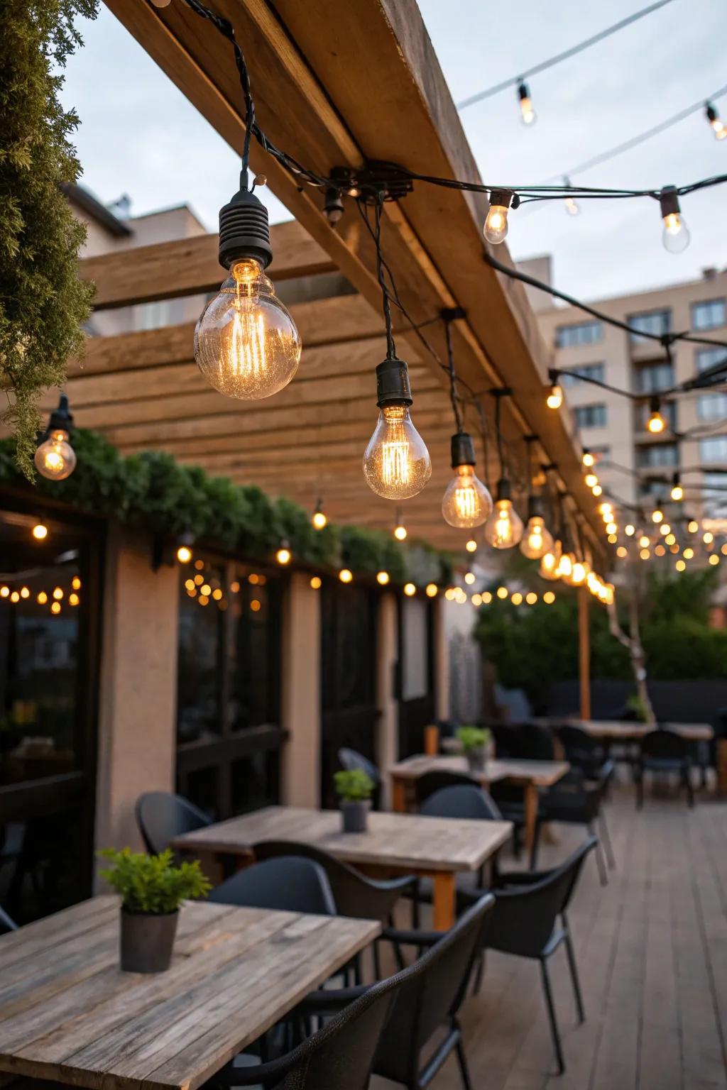 Vintage bulbs offer a nostalgic and welcoming glow.