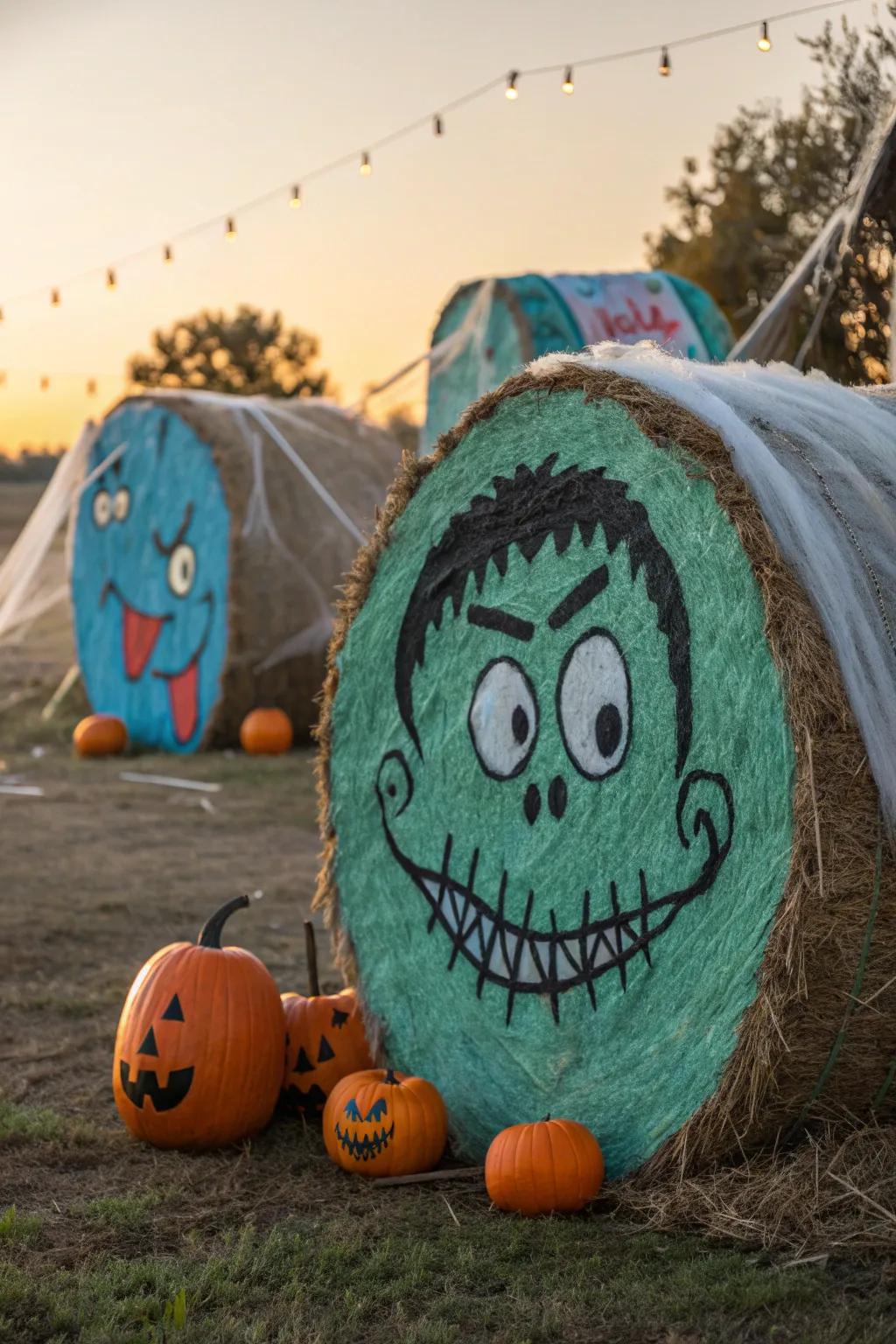 Incorporate a vivacious element of alarm into your Halloween embellishments through these monster-inspired hay bales.