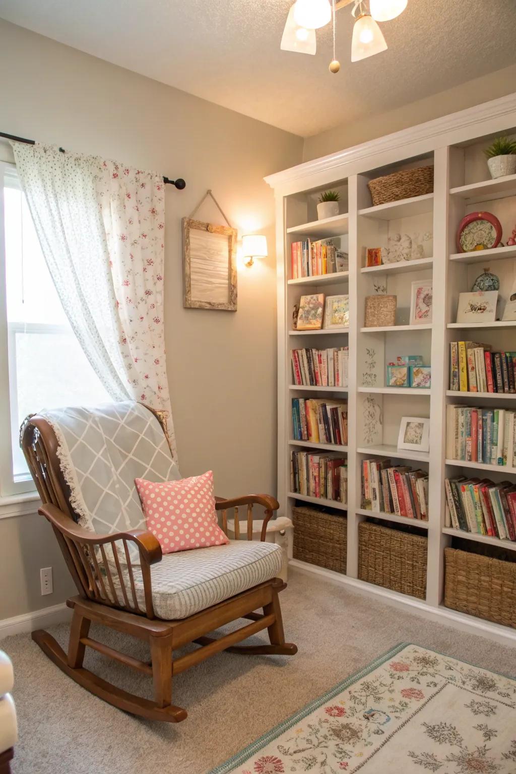 A snug reading nook for shared moments.