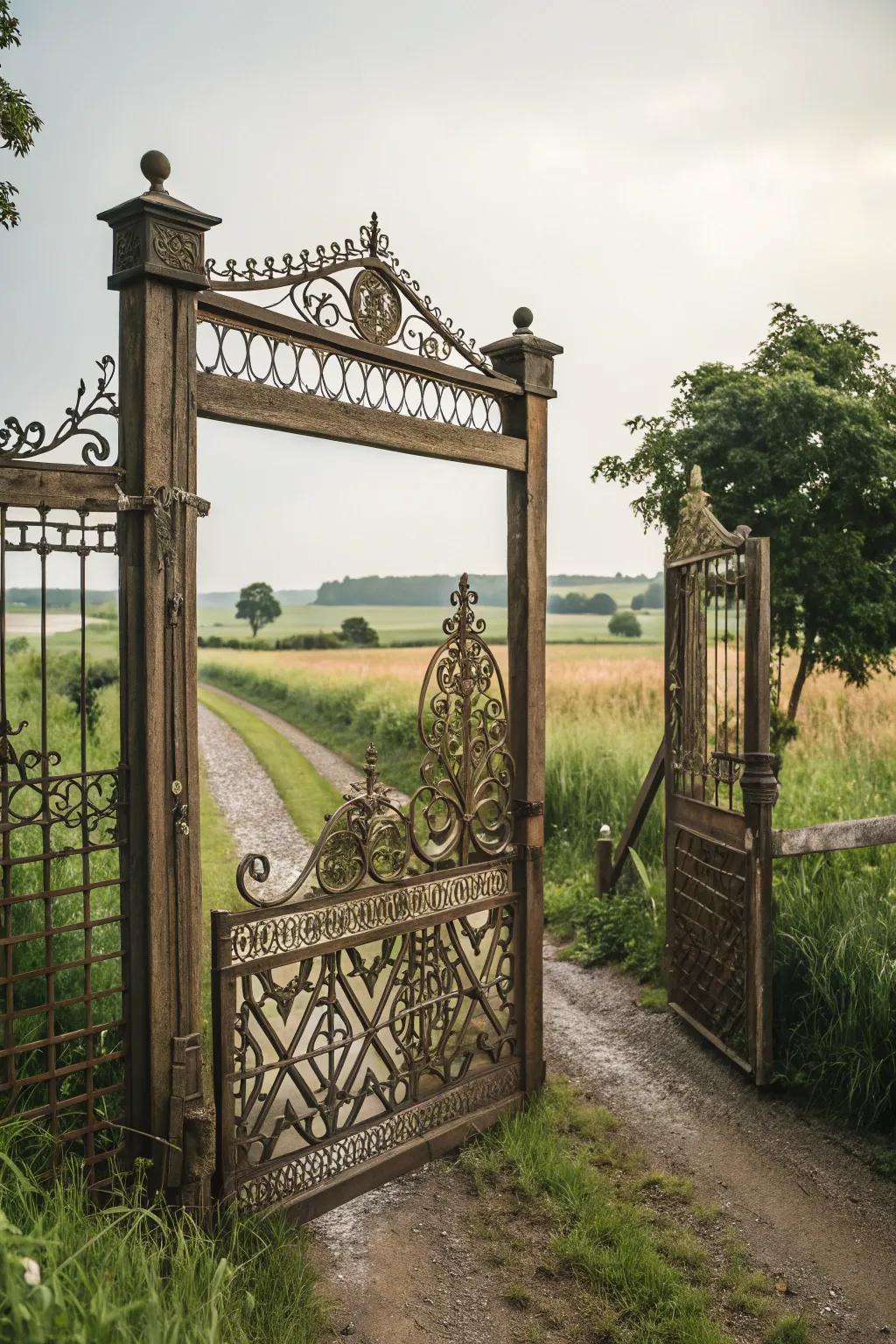 A homestead portal with delightful latticework embellishments.