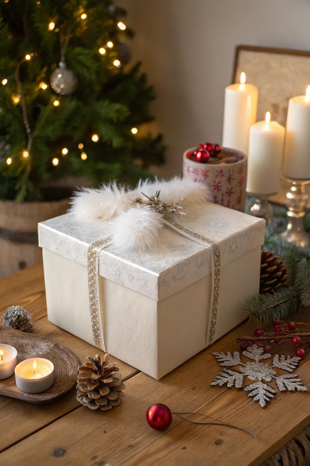 Santa containers get a luxurious touch from artificial fur trim.