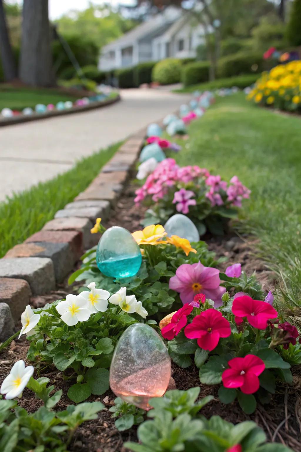 Sea glass garden labels bring color and functionality to the garden.