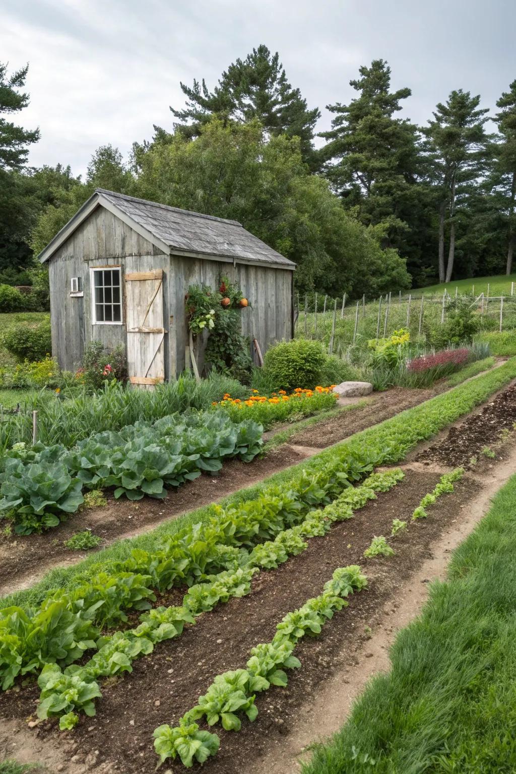 An outbuilding conveniently positioned by the kitchen garden for easy reach.