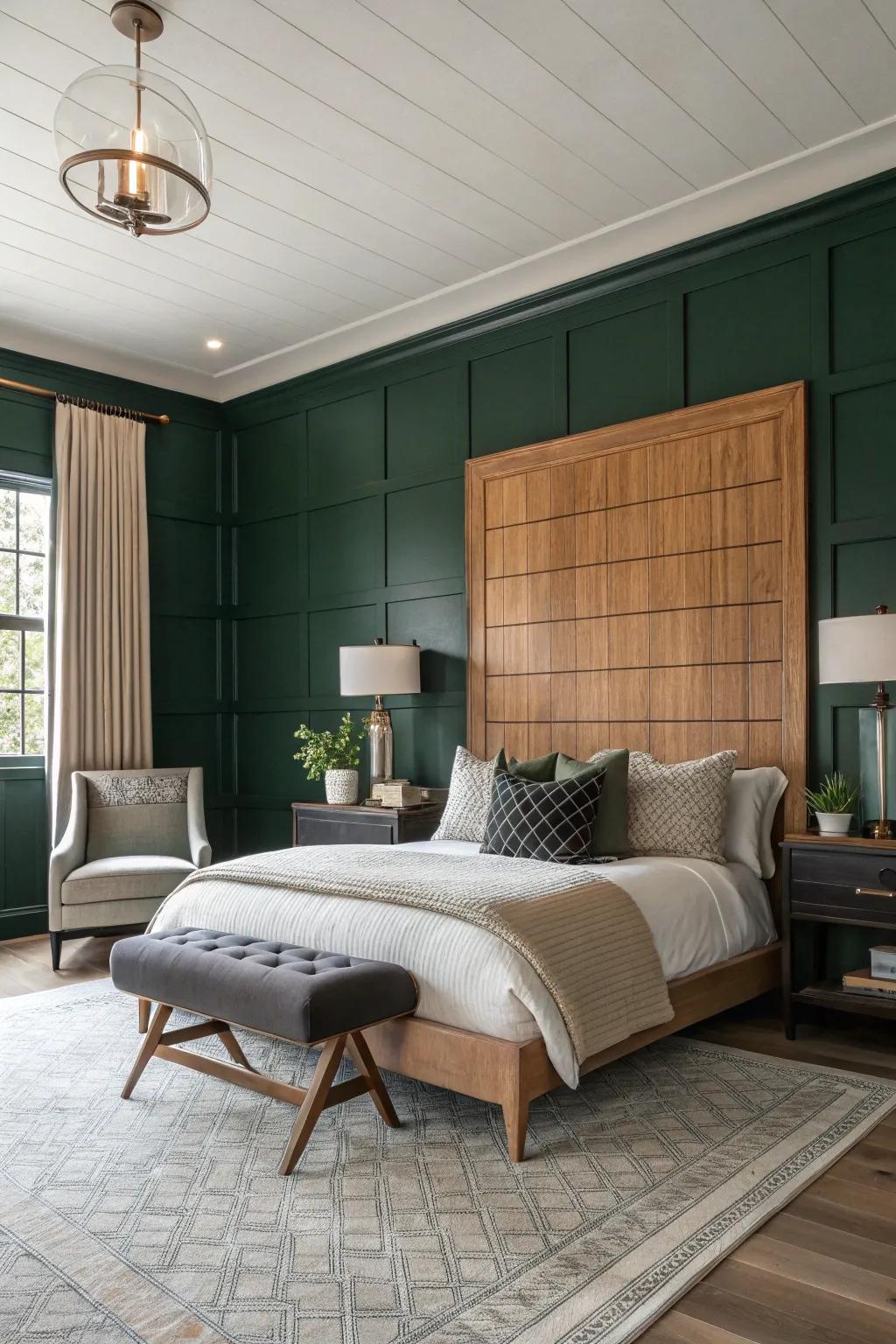 Depth and visual interest introduced to your bedroom with two-tone shiplap.