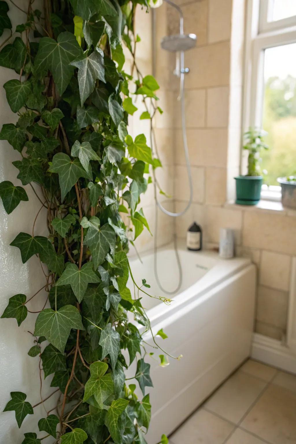 Cascading ivy cultivates an enchanting, plunging spectacle.