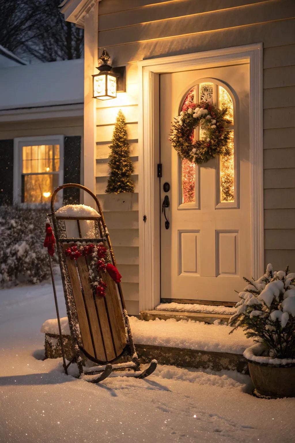 A vintage toboggan summons recollections of snowy escapades.