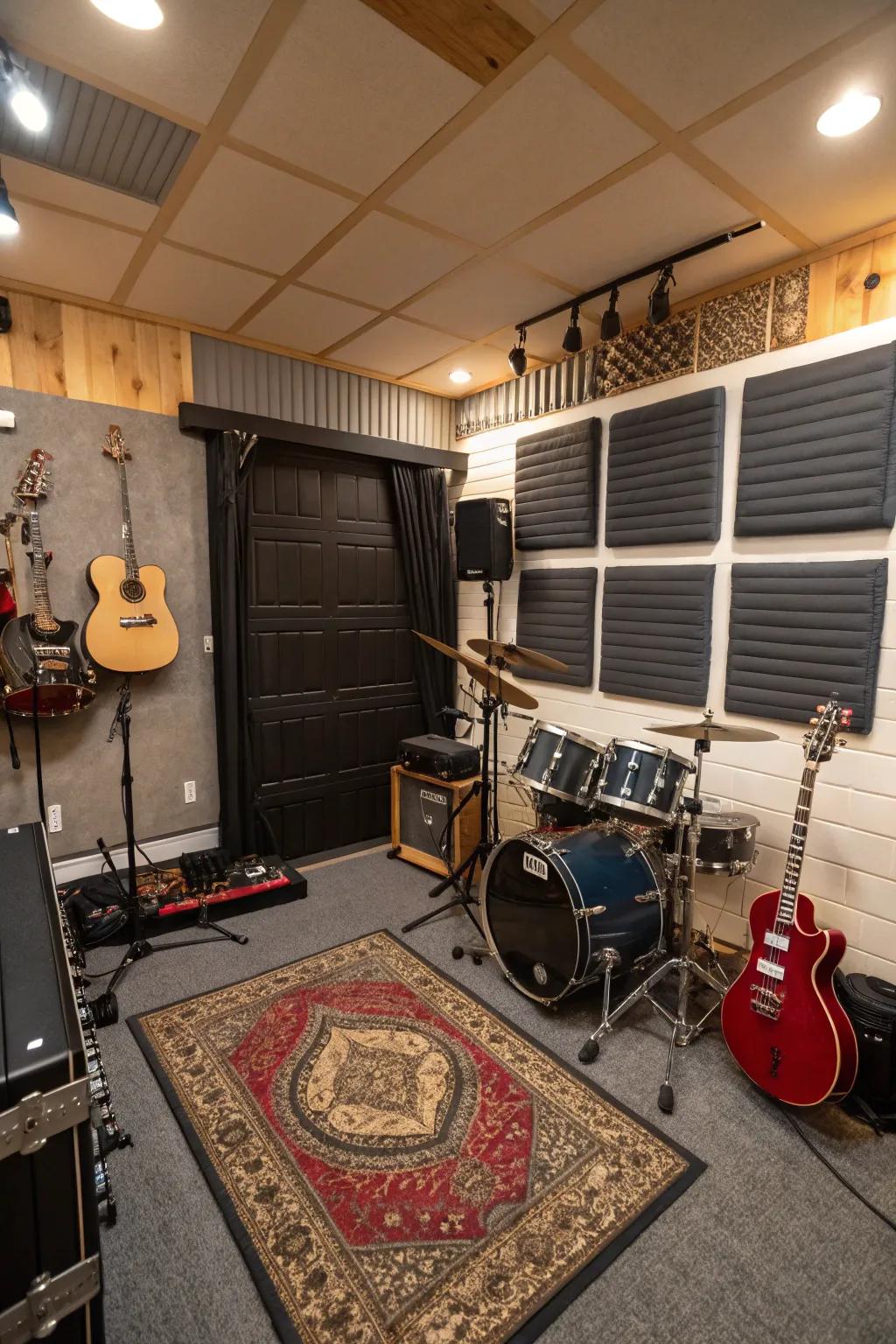 A designated area for music appreciation and creation.