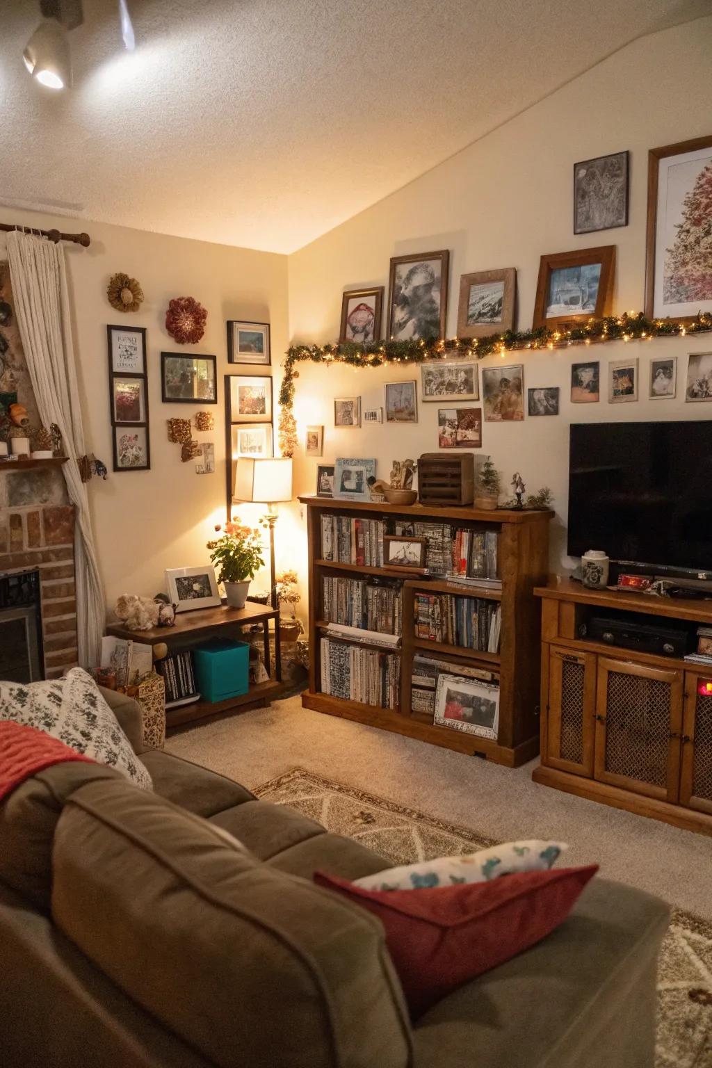 Your living area is made uniquely yours by personal touches.