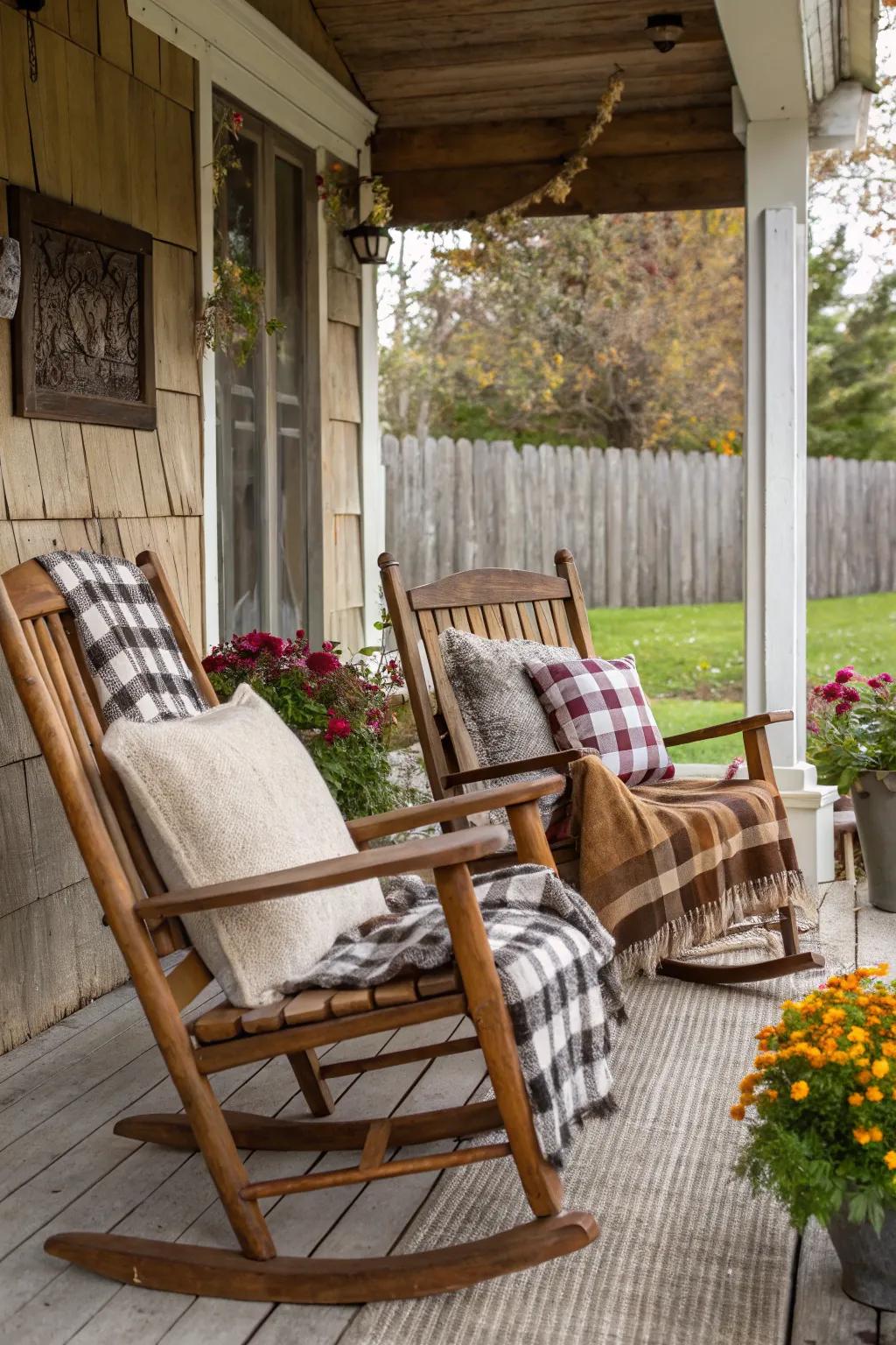 Unwind in elegance with traditional swinging chairs.
