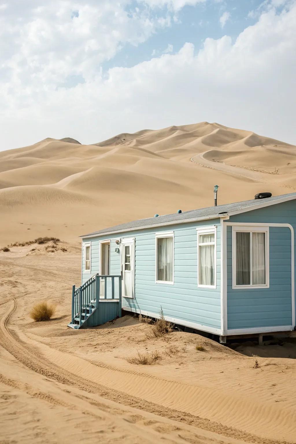 Soft blues imbue your mobile home with a refreshing seaside vibe.