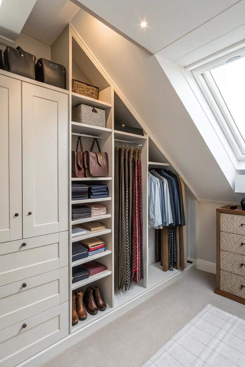 Utilize the space between studs for additional slim storage solutions.