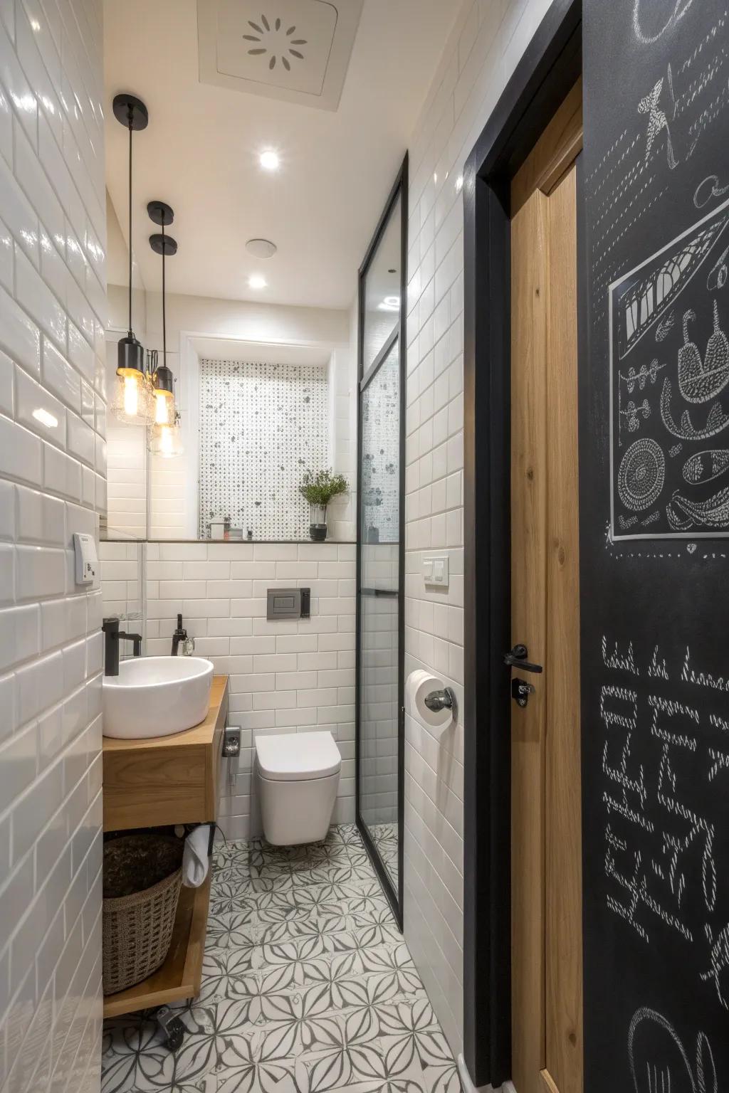 A chalkboard door enhances functionality and enjoyment.