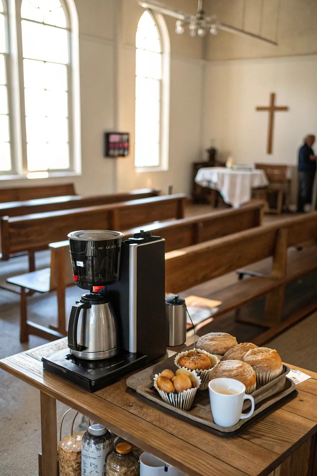 An inviting caffeinated beverage station encouraging guests to linger and connect.