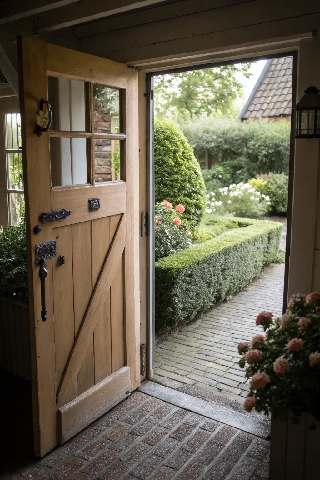 A Dutch door combines charm with functionality.