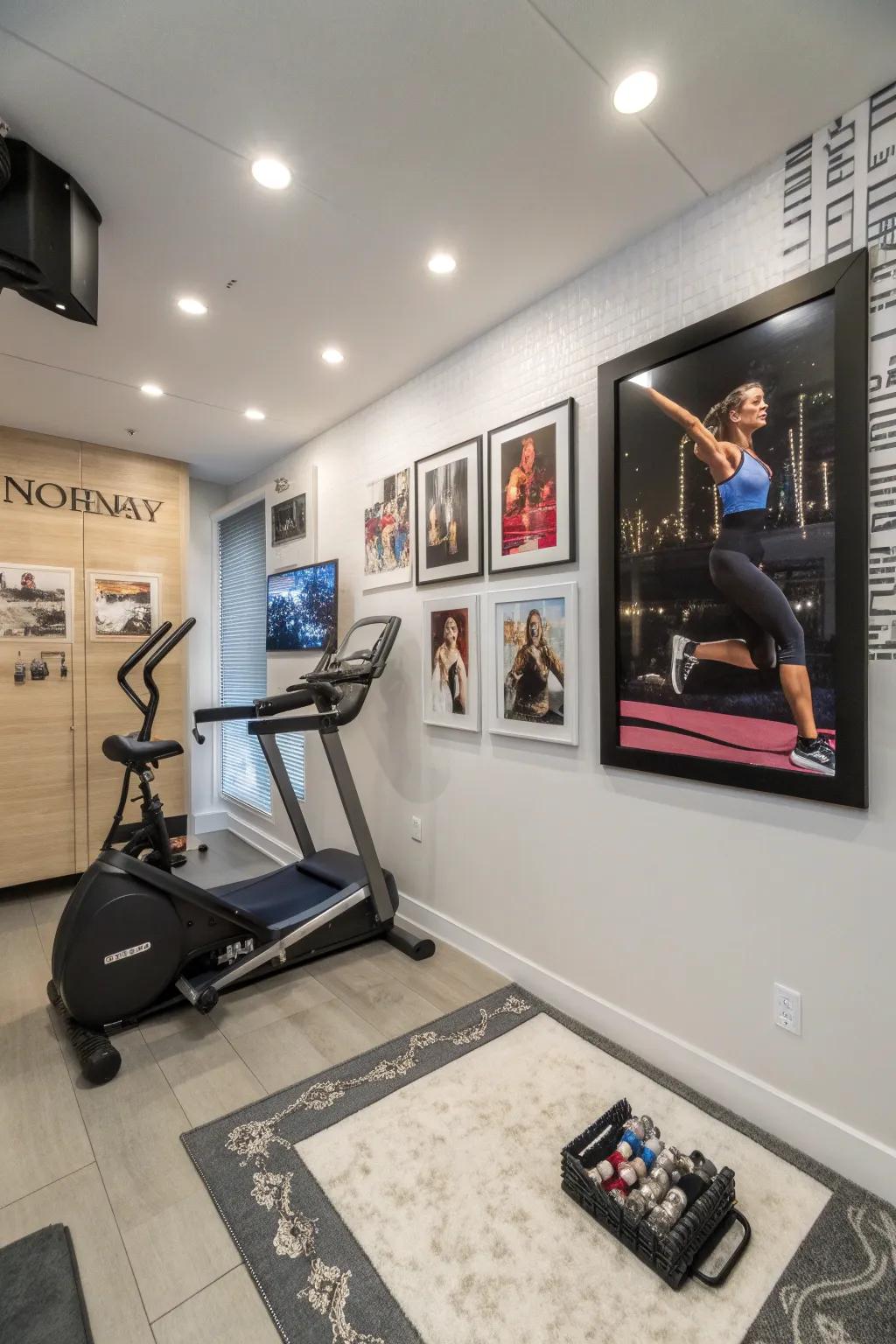 Uplifting artwork injects energy and motivation into your gym.