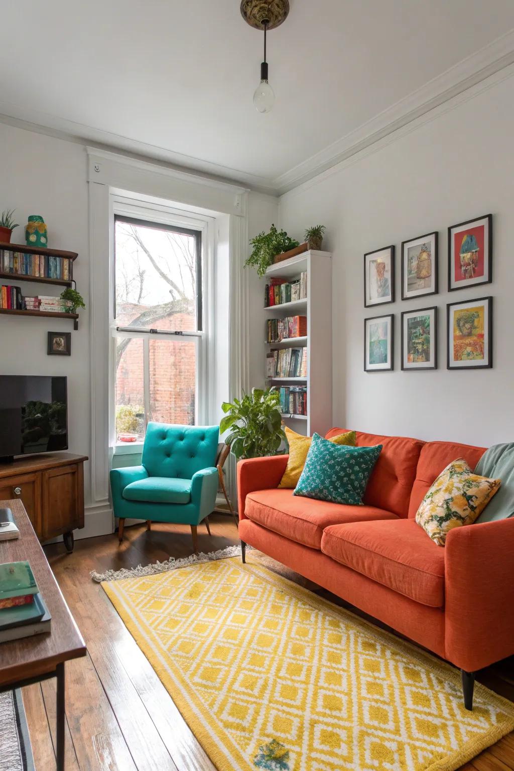 Accent pieces add a splash of color and appeal.