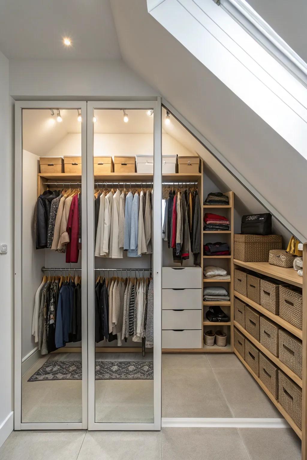 Mirrors maximize light and perception of space.