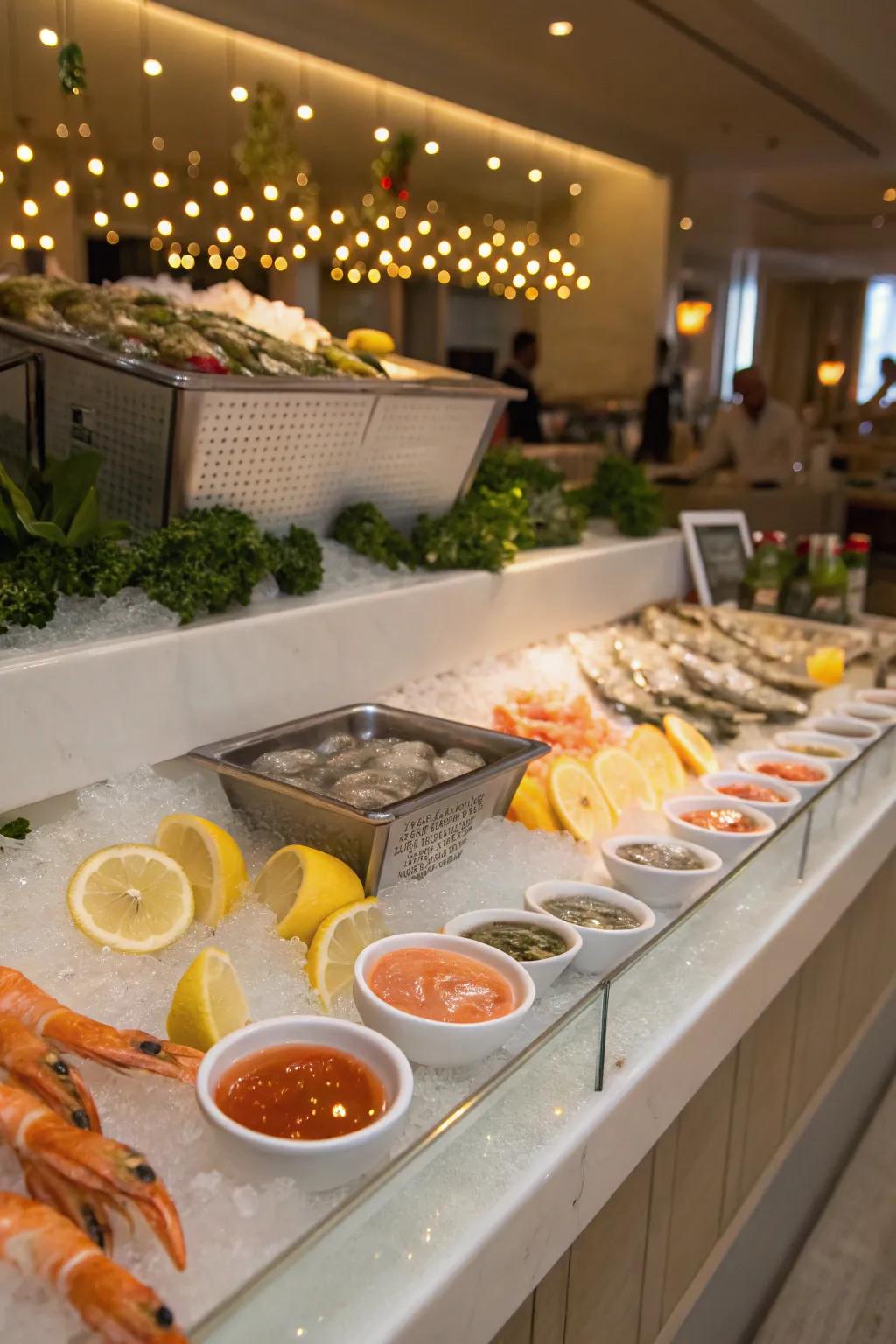 A chilled seafood selection delivers a touch of elegance and freshness.