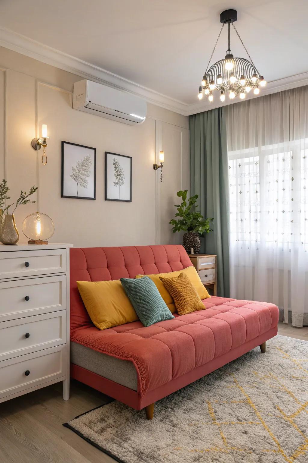 A focal point sofa bed can define the room's aesthetic.