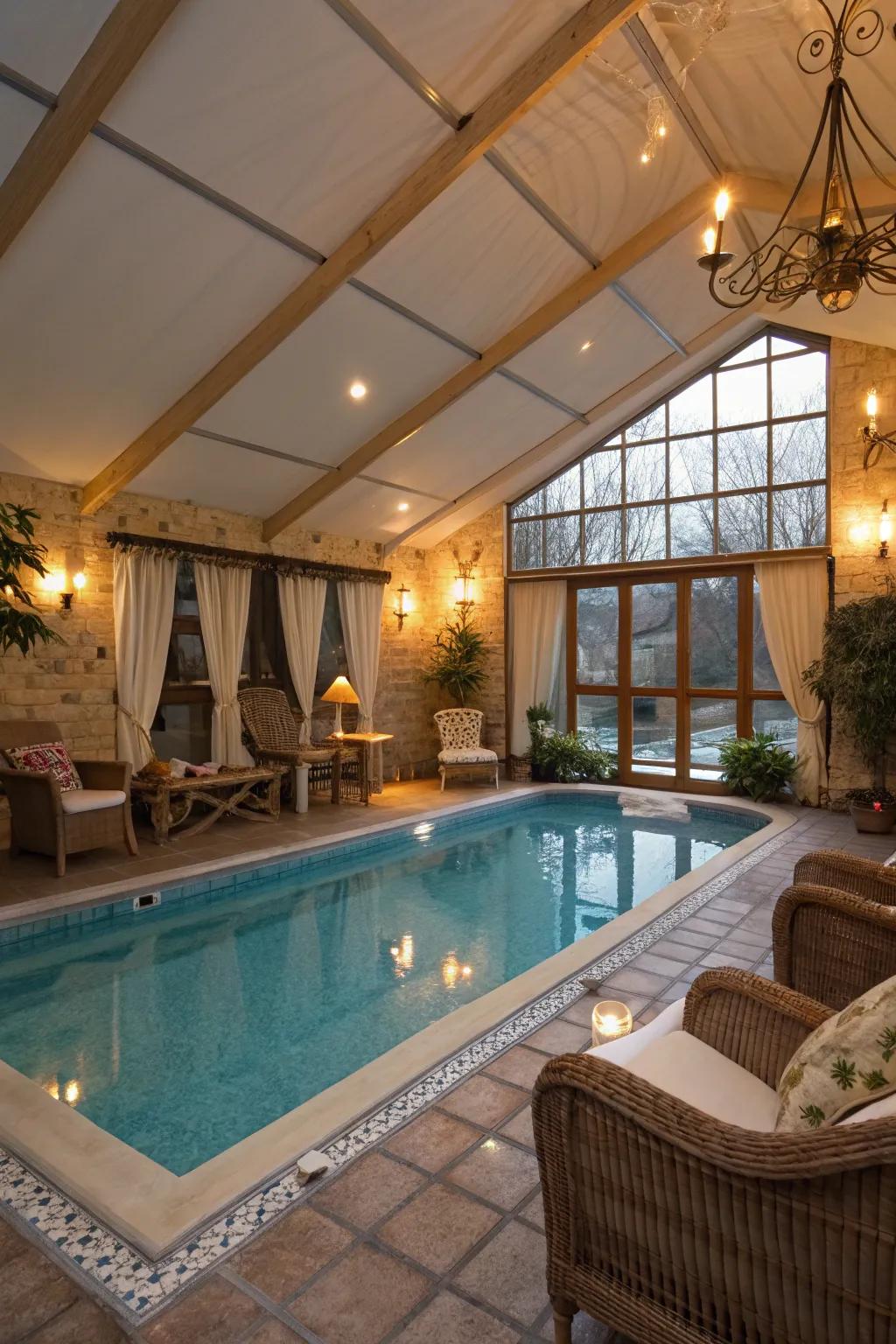 Relish all-season swimming with an indoor petite pool.